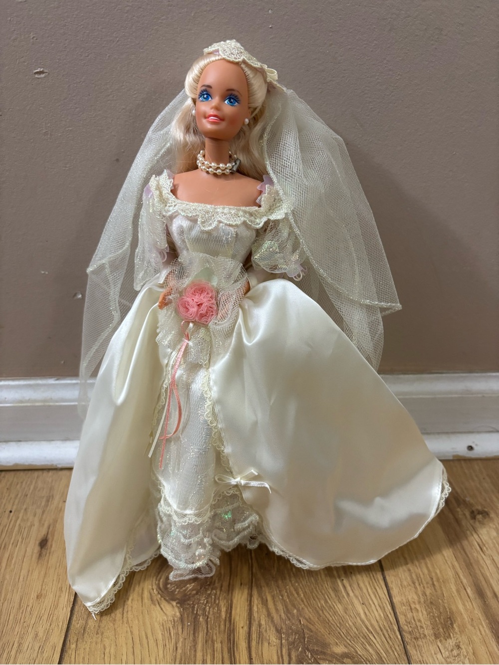 Barbie Wedding Doll in Ivory Gown with Pink Flower